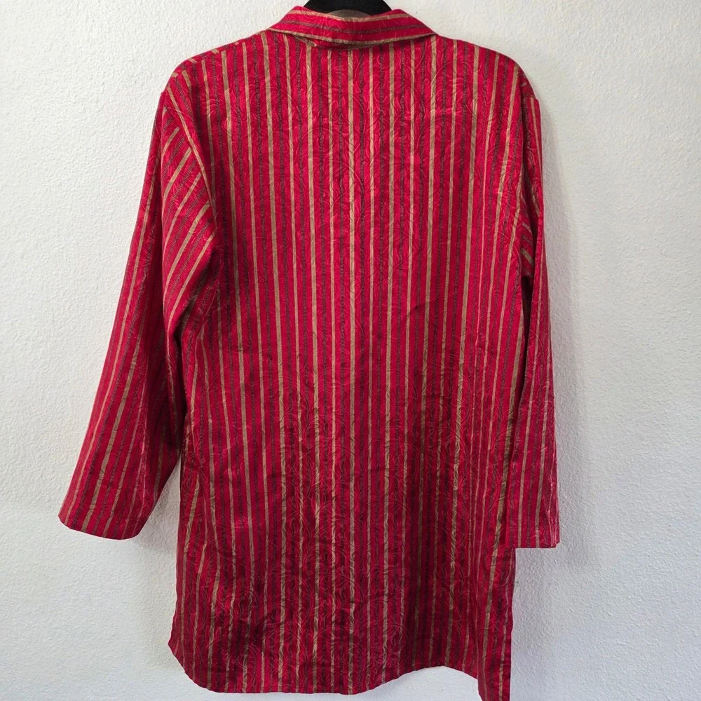 Victoria Secret Satin Jacquard Stripe‎ Sleep Shirt 3/4 Sleeve Small